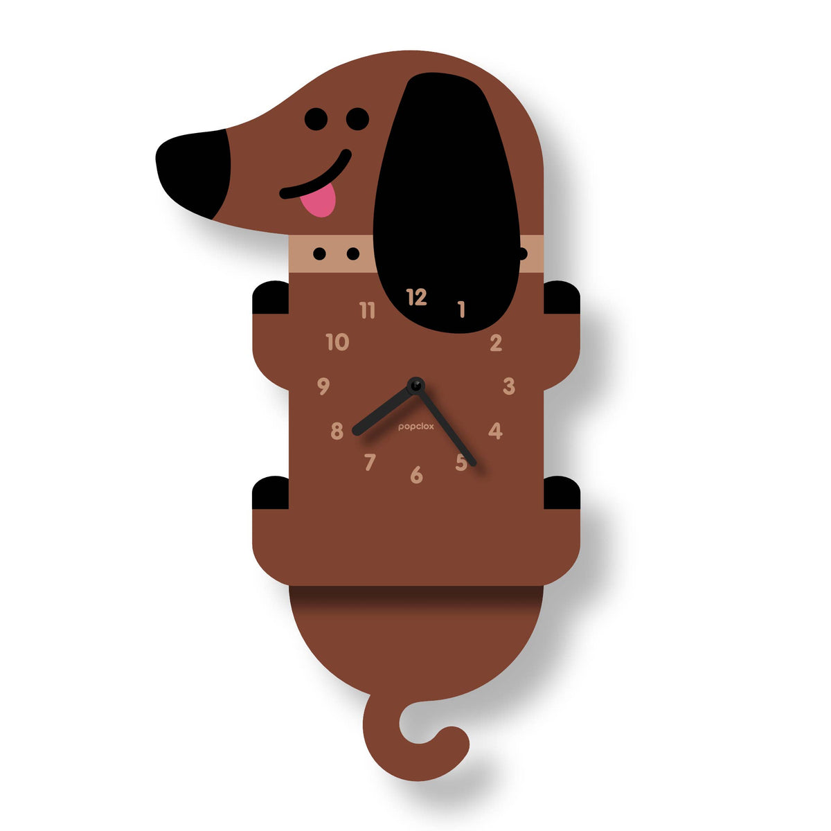 Modern Moose / Popclox Wiener Dog Pendulum Clock Art & Joy Studios