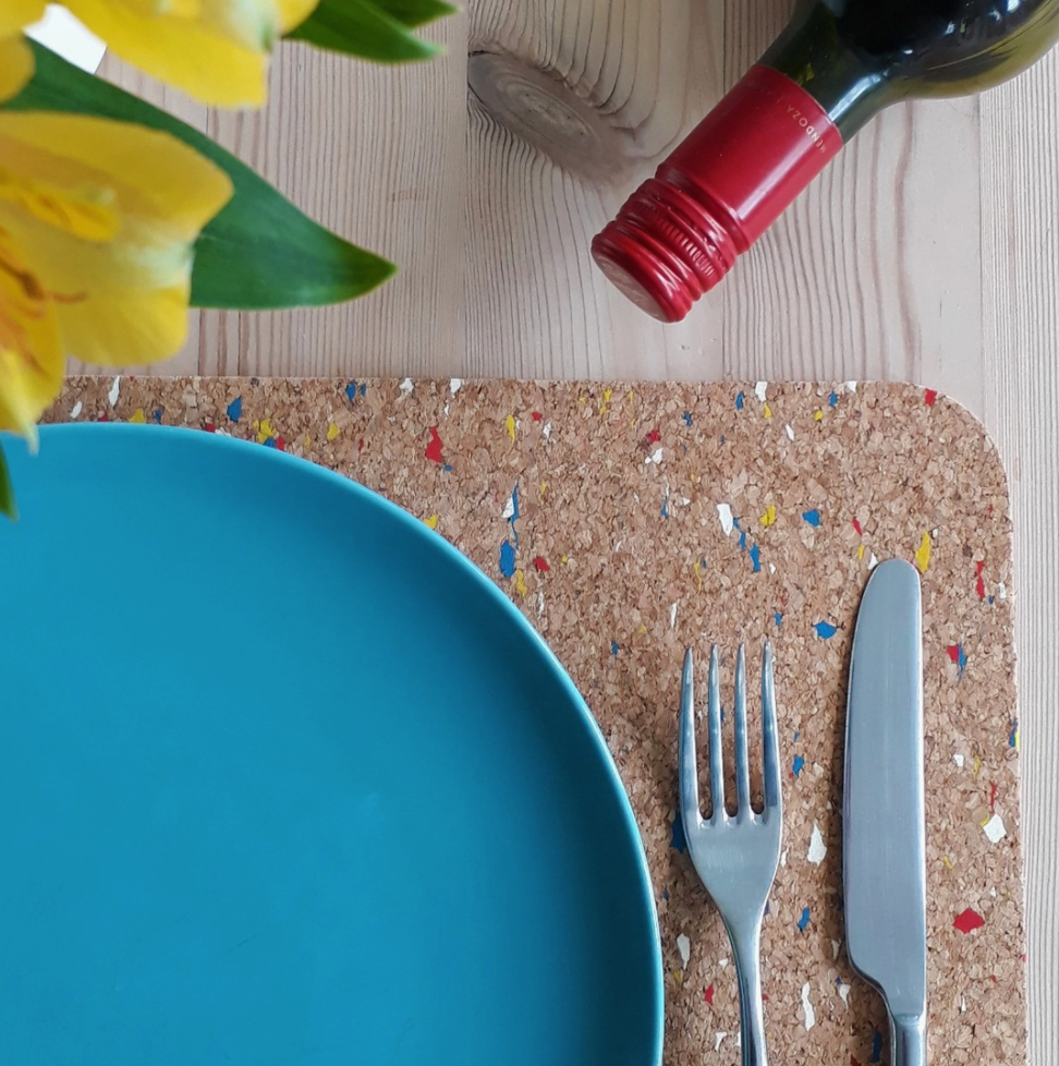 Rectangular Colourful Cork Table Mats Pack of 4 Art & Joy Studios