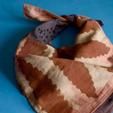 Two Tone Bandana Cotton Silk Block Print Head Scarf | Harper