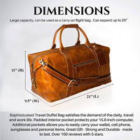 VIOSI - Genuine Leather Travel Duffel Bag Oversized Weekend Luggage