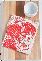 Hearth and Harrow - Strawberry Tea Towel - Organic Cotton - Red - Fruit Print