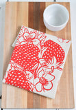 Hearth and Harrow - Strawberry Tea Towel - Organic Cotton - Red - Fruit Print