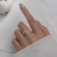 Perimade & Co. LLC - Gold Olive Tree Leaf Branch Band Ring in 925 Sterling Silver