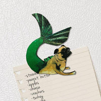 Pergamo Paper Goods - Mermaid Pug Wood Magnet