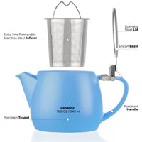 TEALYRA / LUXBE - Pluto Blue Porcelain Teapot Infuser 18.2 oz.