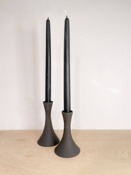 JordanBCeramics - Black Clay Candle Taper Holder