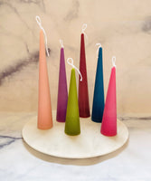 Maple + Love - Neutrals Slim Cone Taper Beeswax Candle: White / Tall