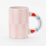 Ceramic Mug with Hand-painted Pink Stripe-Coffee Mug-14oz