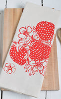 Hearth and Harrow - Strawberry Tea Towel - Organic Cotton - Red - Fruit Print