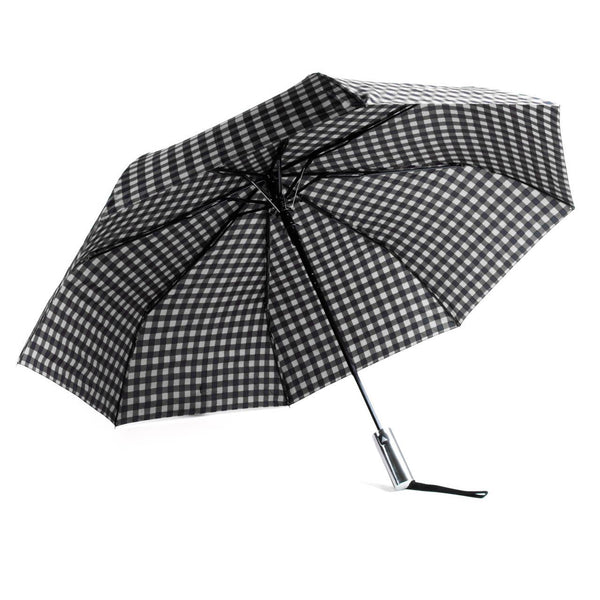 Compact Gingham Pattern Umbrella