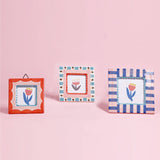 Hand-painted Ceramic Photo Frame, Red Scallop