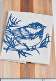 Hearth and Harrow - Organic Cotton Chickadee Tea Towel in Navy Blue