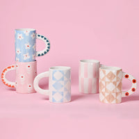 Ceramic Mug with Hand-painted Pink Stripe-Coffee Mug-14oz