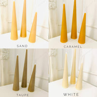 Maple + Love - Neutrals Slim Cone Taper Beeswax Candle: White / Tall