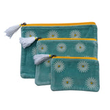 Chloe & Lex - Velvet Daisies on Aqua Coin Purse: Small