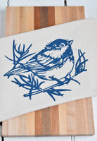 Hearth and Harrow - Organic Cotton Chickadee Tea Towel in Navy Blue