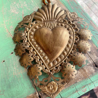 Love and Honor Jesus LLC - Antiqued Brass Sacred Heart Ornament: Small