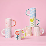 Ceramic Mug with Hand-painted Pink Stripe-Coffee Mug-14oz