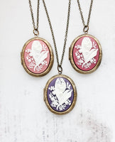 A Pocket of Posies - Lily of the Valley Locket - Raspberry Pink