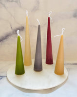 Maple + Love - Neutrals Slim Cone Taper Beeswax Candle: Olive / Tall