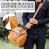 VIOSI - Genuine Leather Travel Duffel Bag Oversized Weekend Luggage