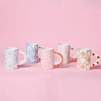 Ceramic Mug with Hand-painted Pink Stripe-Coffee Mug-14oz