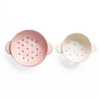 Stoneware Berry Bowl-Ceramic Berry Colander, Beige