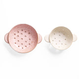 Stoneware Berry Bowl-Ceramic Berry Colander, Beige