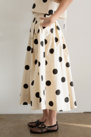 Polka Dot Pleated Midi Skirt