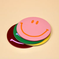 Ark Colour Design - Happy Face Smilie Leather Coasters - Set of 4