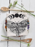 Organic Cotton Luna Moth Tea Towel: Navy blue