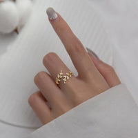 Perimade & Co. LLC - Gold Olive Tree Leaf Branch Band Ring in 925 Sterling Silver