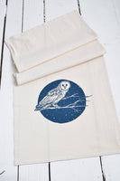 Organic Cotton Barn Owl Tea Towel in Navy