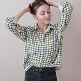 Pali Top- Gingham Forest in Double Cotton Gauze