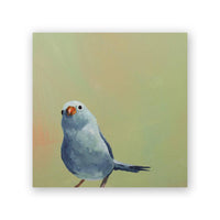 The Mincing Mockingbird - Blue Bird on Green Wood Wall Art Decor