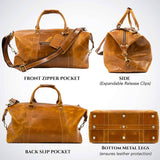 VIOSI - Genuine Leather Travel Duffel Bag Oversized Weekend Luggage