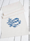 Hearth and Harrow - Organic Cotton Chickadee Tea Towel in Navy Blue