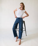 HIGH RISE BARREL LEG JEANS F5768D