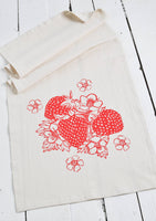 Hearth and Harrow - Strawberry Tea Towel - Organic Cotton - Red - Fruit Print