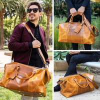 VIOSI - Genuine Leather Travel Duffel Bag Oversized Weekend Luggage