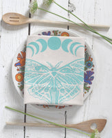 Hearth and Harrow - Organic Cotton Luna Moth Tea Towel: Mint green