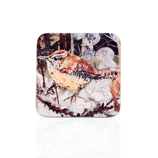 Clare O’Neill Artworks - Winter wren  high gloss coaster