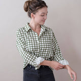 Pali Top- Gingham Forest in Double Cotton Gauze