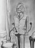 Keith Harrop - Postcard. #22 Lion.  Pencil drawing, animal art
