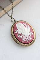 A Pocket of Posies - Lily of the Valley Locket - Raspberry Pink