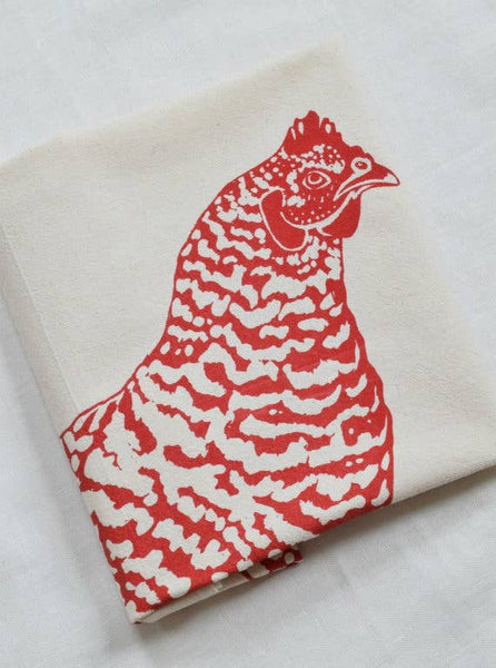 Hearth and Harrow - Organic Cotton Chicken Tea Towel (Red)