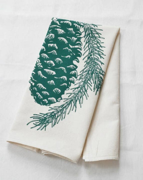 Hearth and Harrow - Pine Cone Tea Towel (Green)