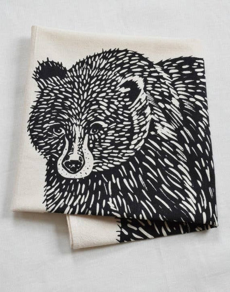 Hearth and Harrow - Organic Cotton Bear Tea Towel (Black)