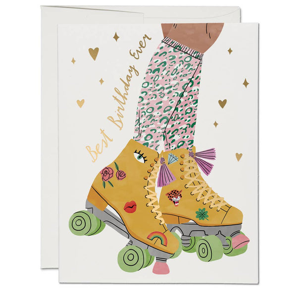 Red Cap Cards - Roller Skate birthday greeting card