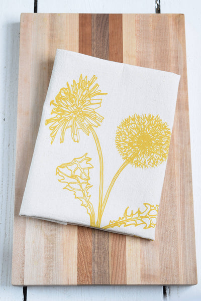 Hearth and Harrow - Dandelion Tea Towel - Mustard Yellow - Kitchen Decor - Gifts